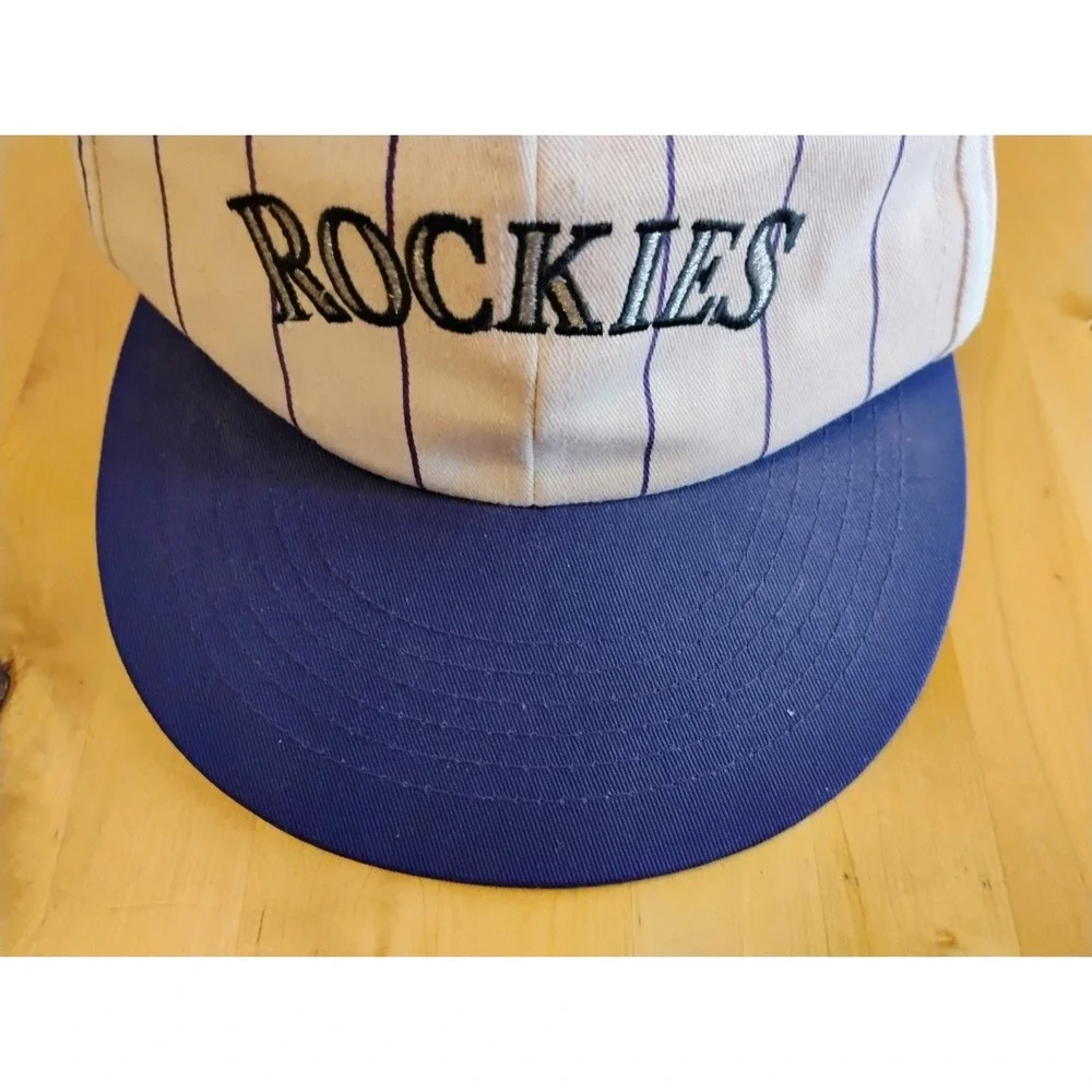 Colorado Rockies Denver Invesco Baseball Cap Snapback Hat Pin Stripe Vintage